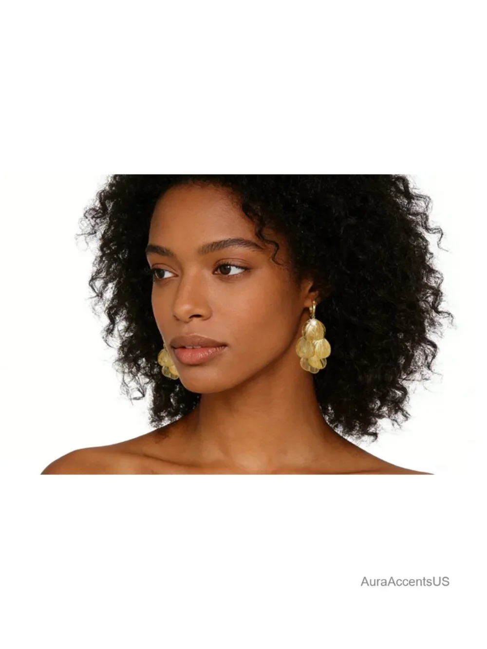 Boho Gold Flower Chandelier Dangle Earrings, Hypoallergenic Zinc Alloy,